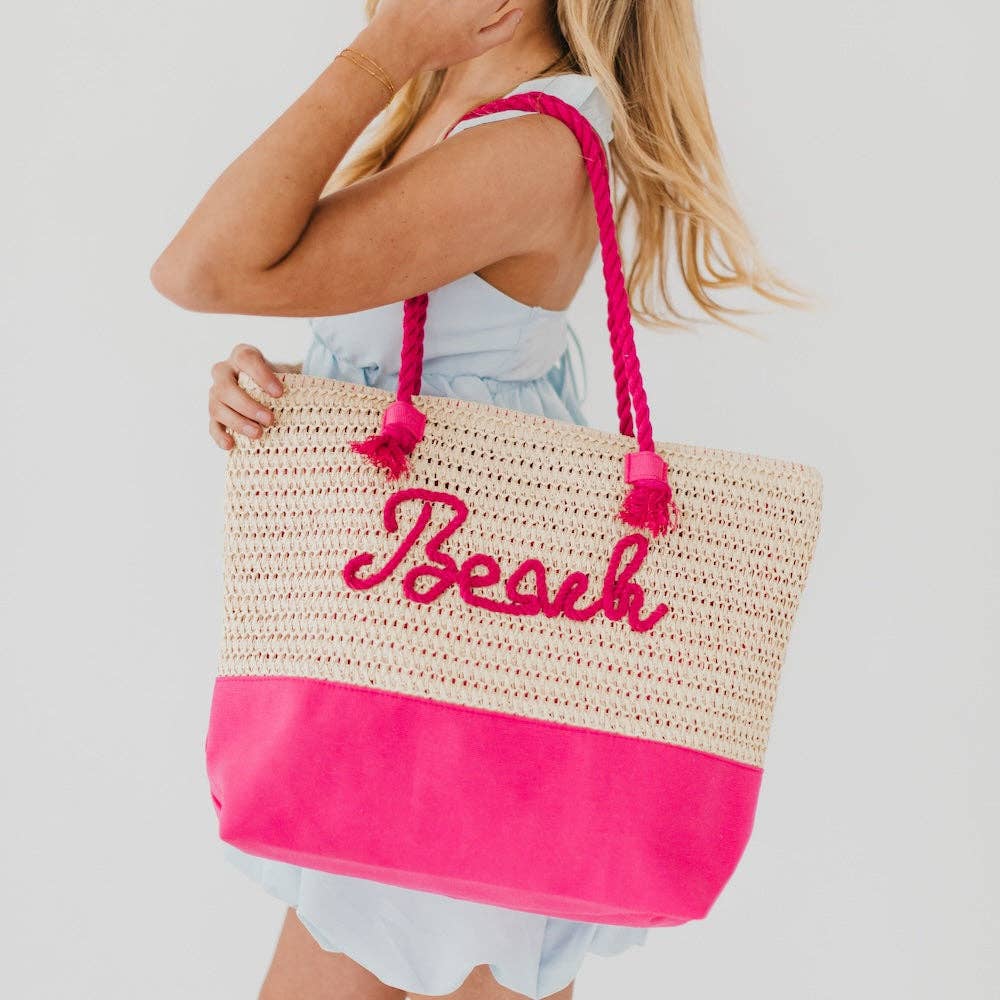 Beach Bum Raffia Tote Bag