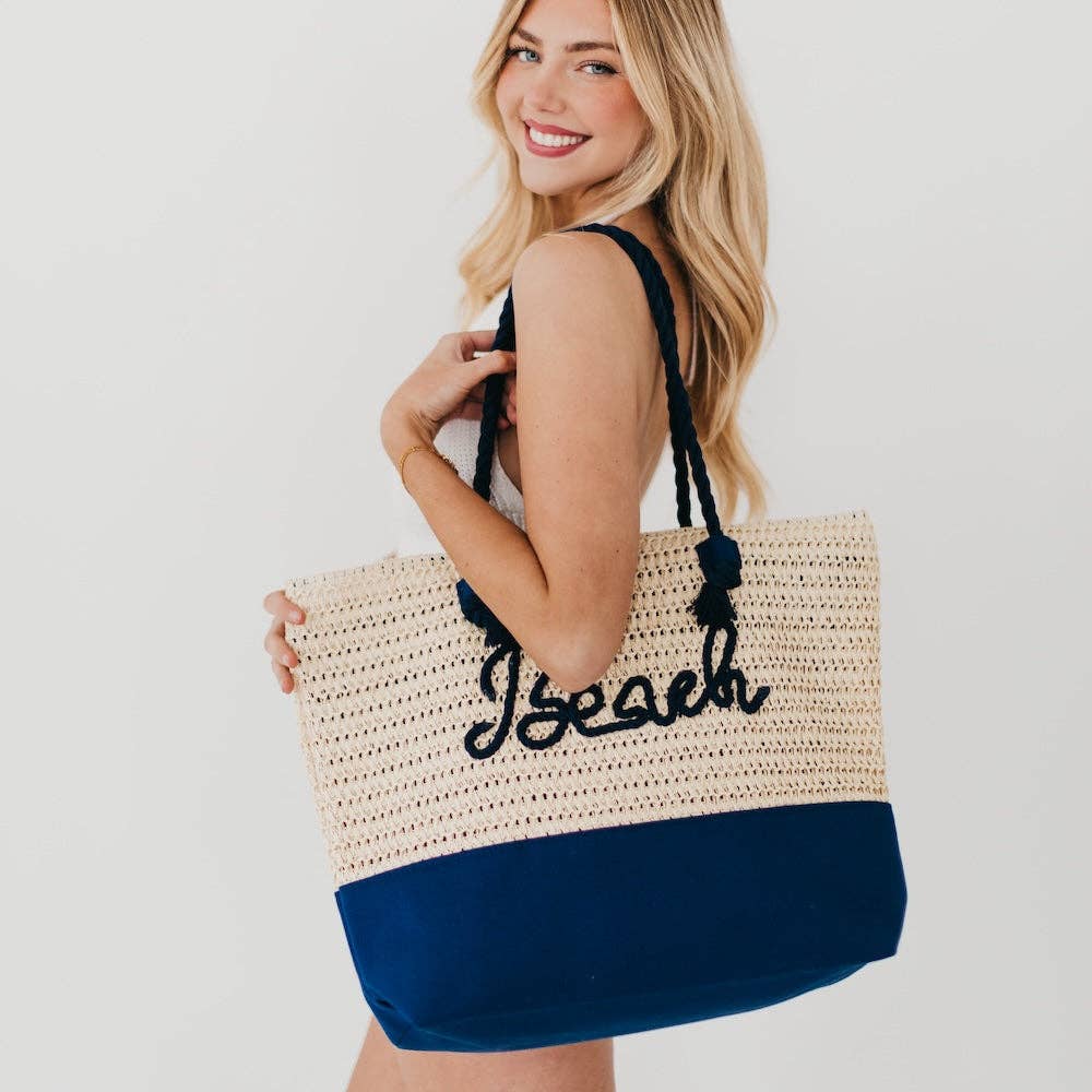 Beach Bum Raffia Tote Bag