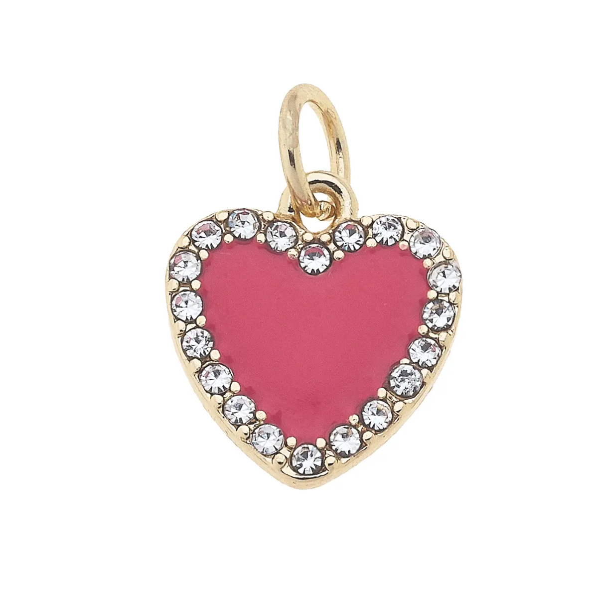 Pave Enamel Heart Charm in Fuchsia