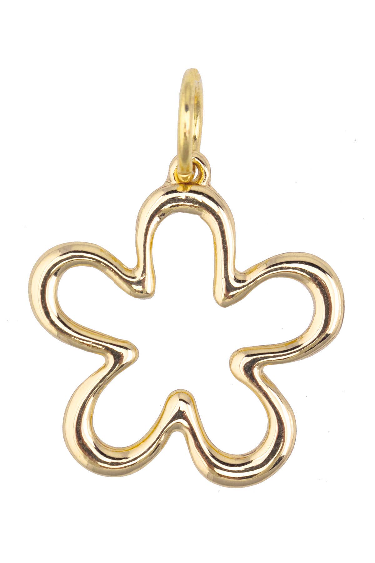 Squiggly Flower Charm in Shiny Gold