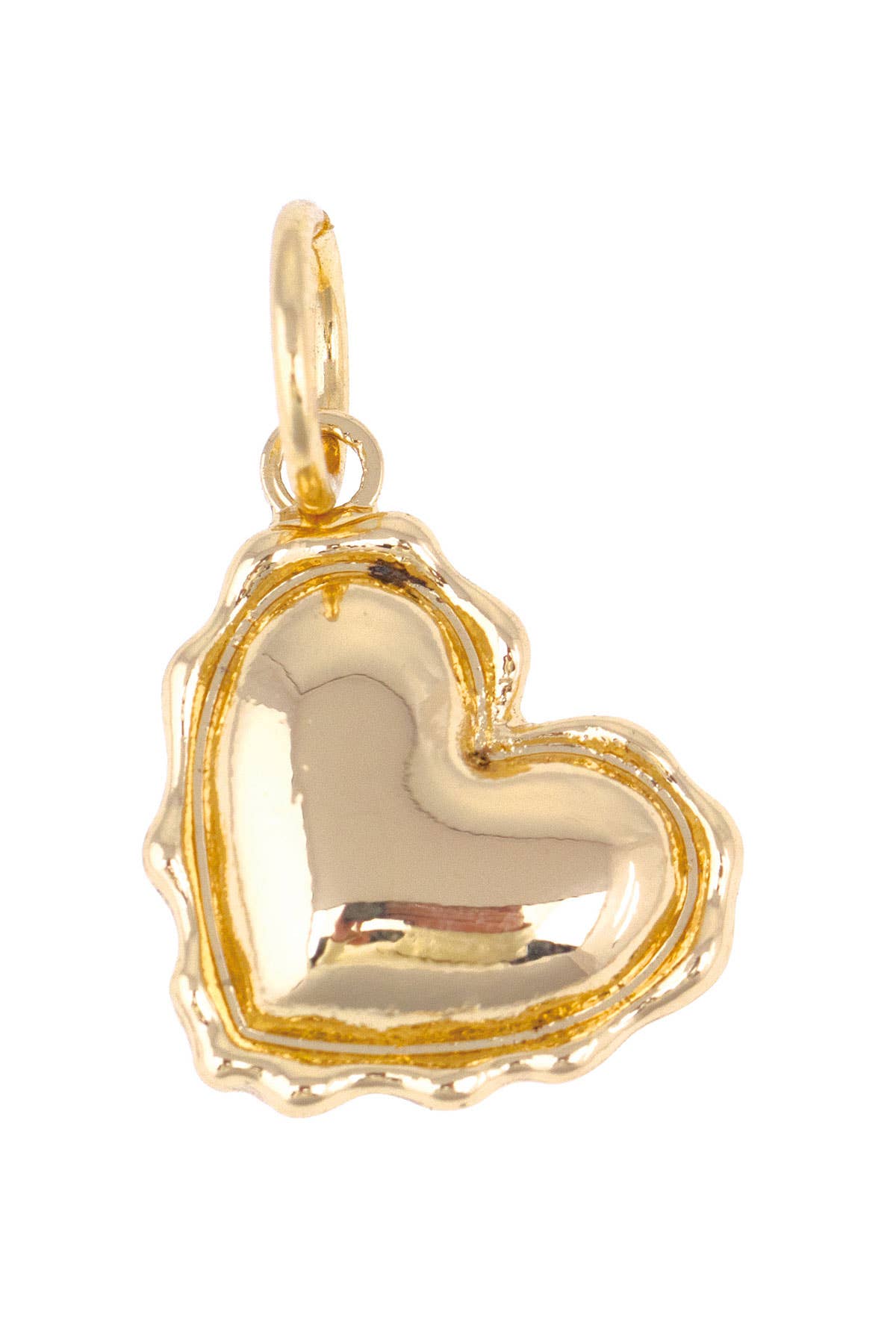 Stamped Heart Charm in Shiny Gold