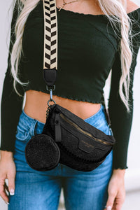 Colorblock Strap Chain Shoulder Bag With Coin Purse