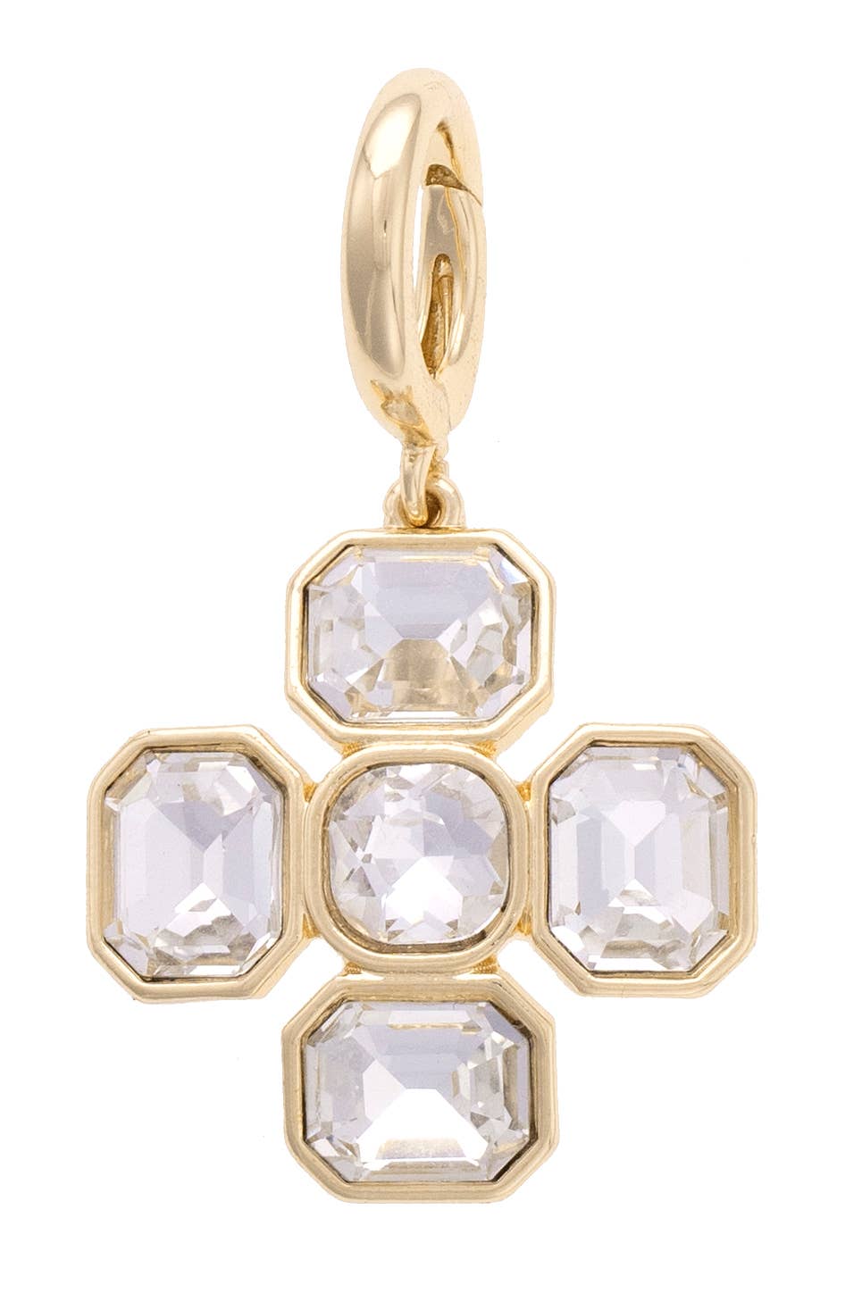 Rhinestone Cross Pendant Charm in Shiny Gold