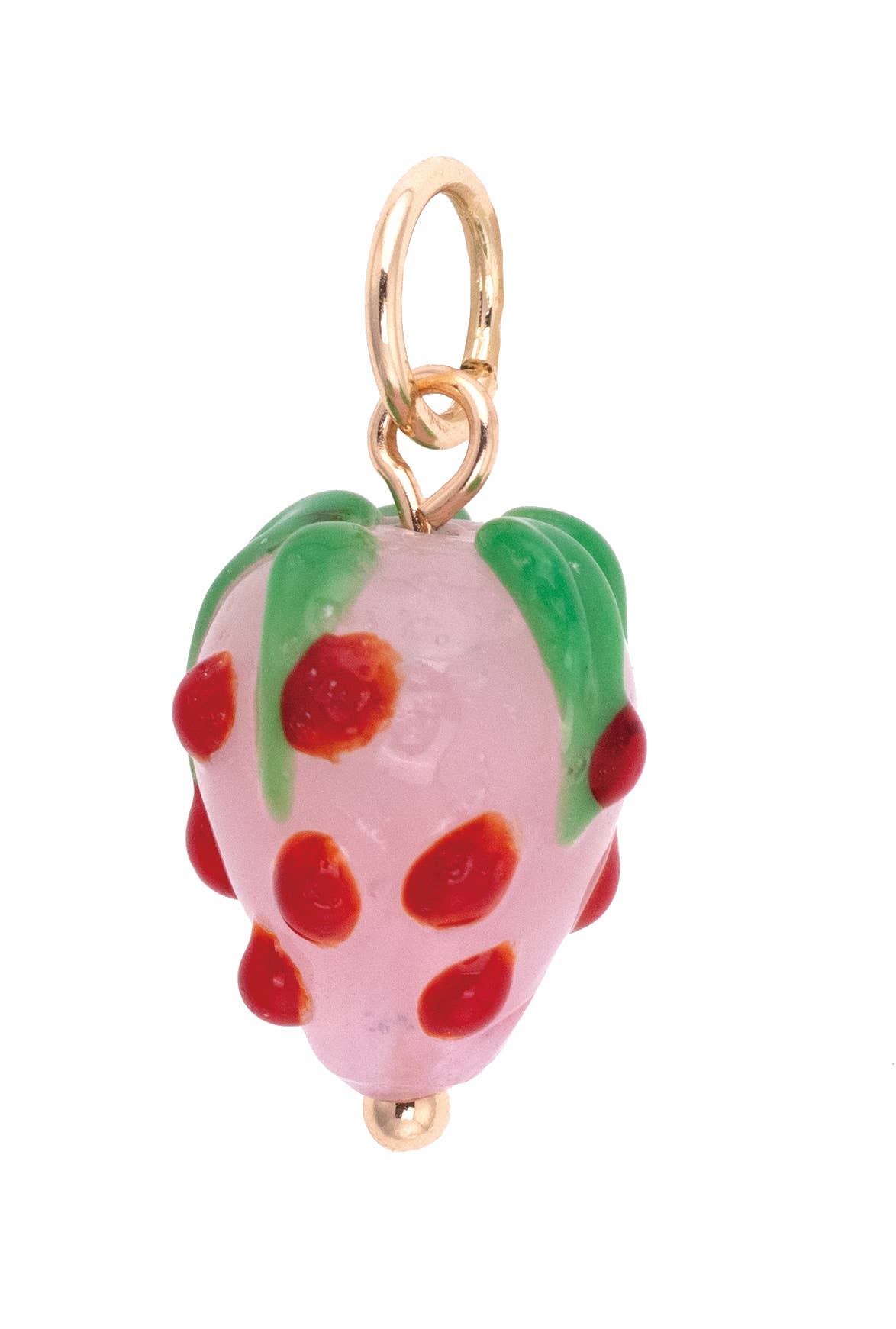 Glass Strawberry Charm in White & Red