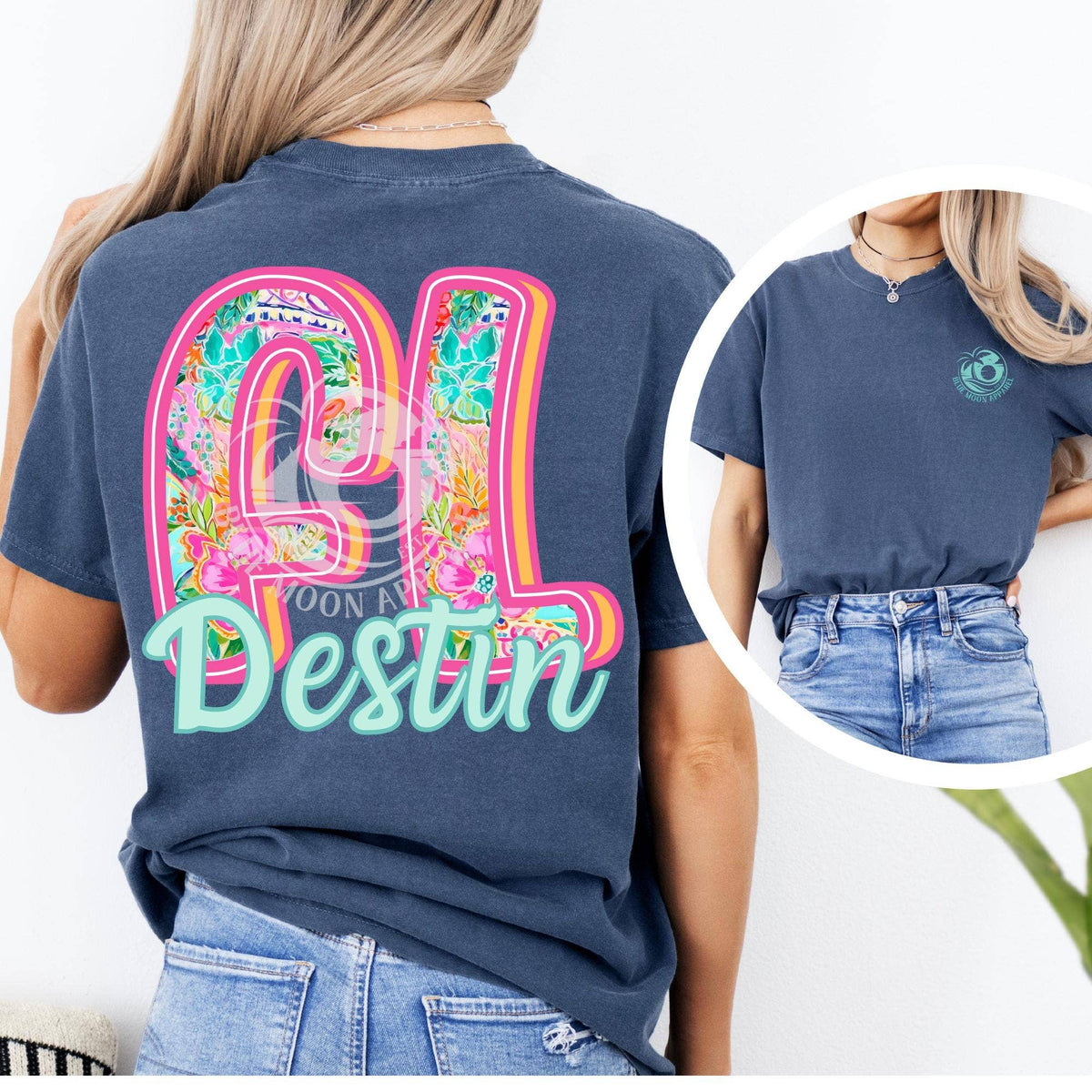 Destin Florida Preppy Town/State Floral Graphic Tee