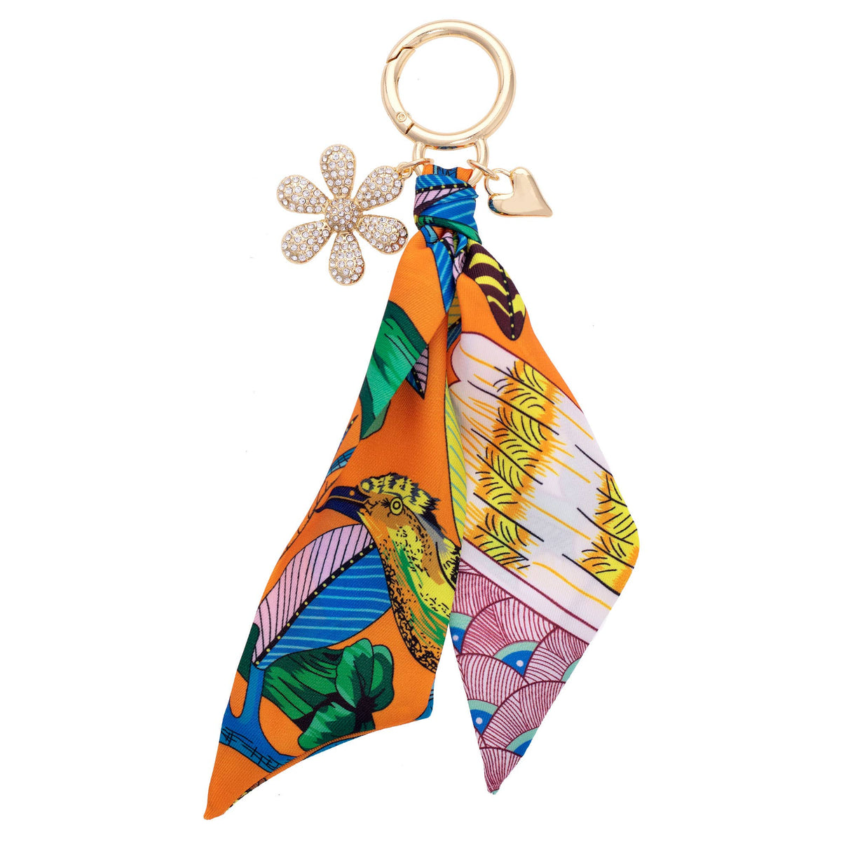 Scarlett Pave Daisy Twilly Bag Charm in Orange/Yellow/Green