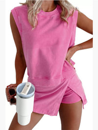 Sleeveless Top and Short Skirt Two Piece Set