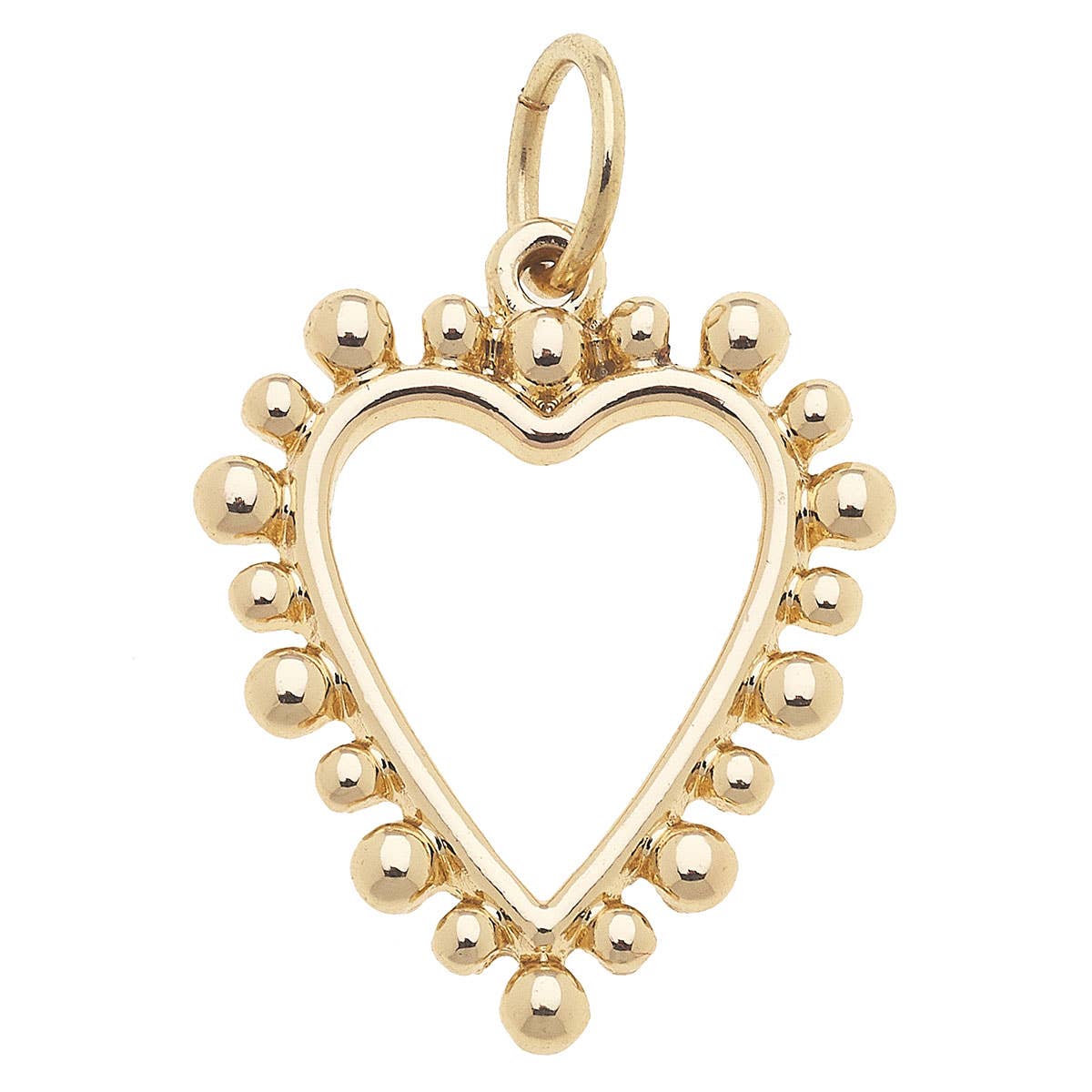 Studded Open Heart Charm in Shiny Gold