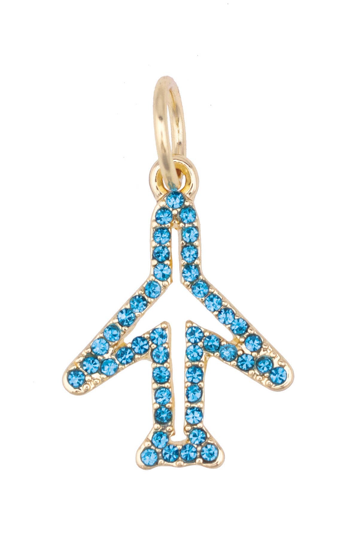 Pave Airplane Charm in Blue