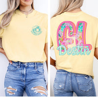 Destin Florida Preppy Town/State Floral Graphic Tee