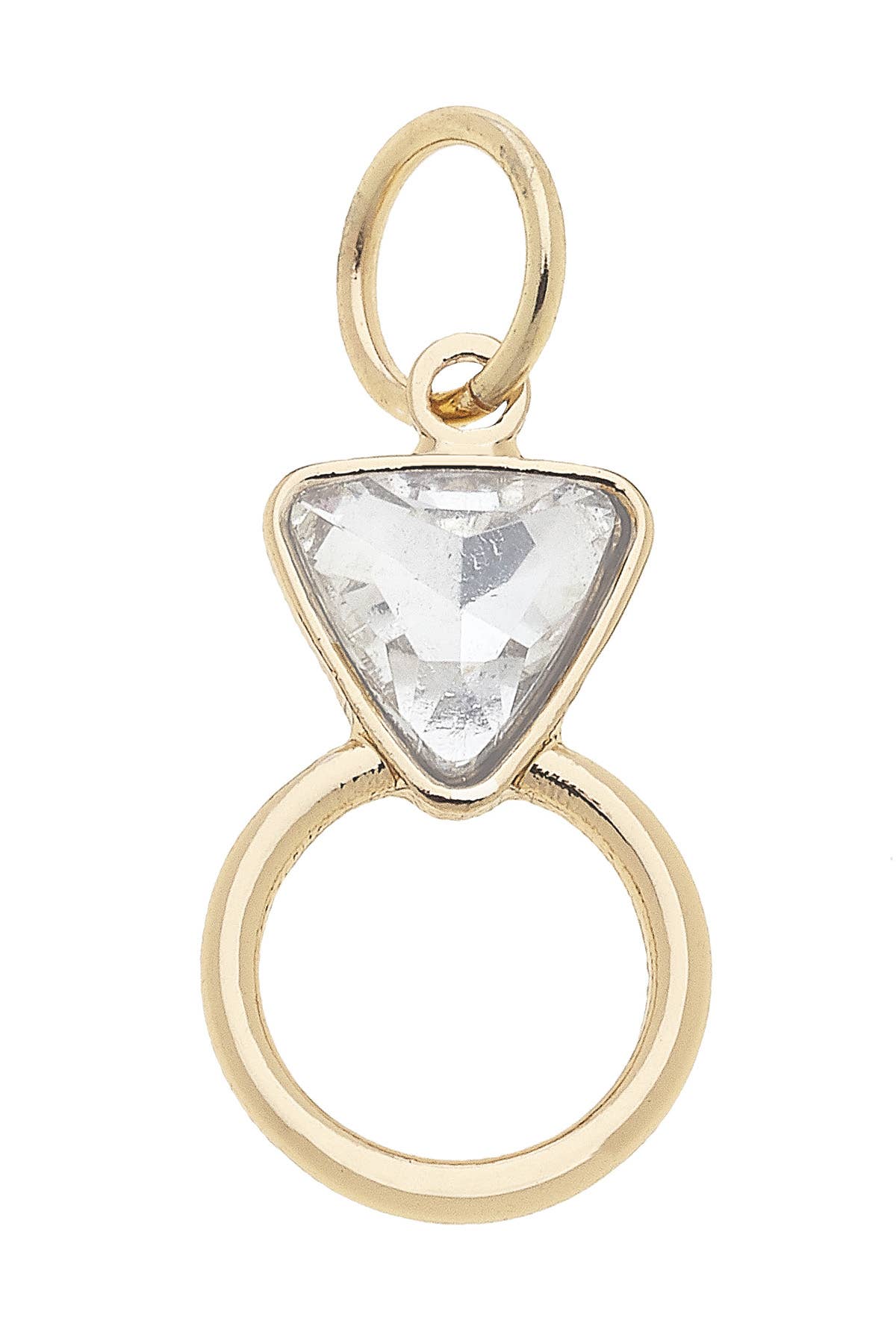Rhinestone Ring Charm in Shiny Gold