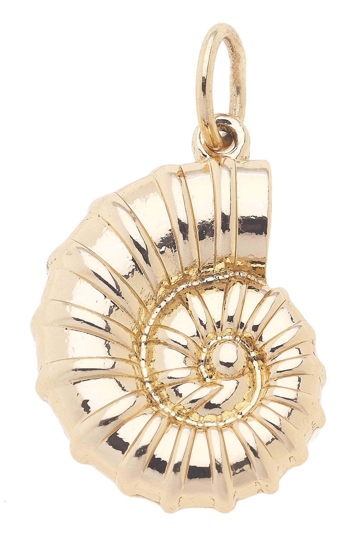 Spiral Shell Charm in Shiny Gold