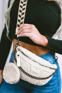 Colorblock Strap Chain Shoulder Bag With Coin Purse